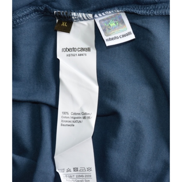 ROBERTO CAVALLI SNAKE GRAPHIC CREW NECK NAVY COTTON TEE. SIZE XL - Picture 7 of 7